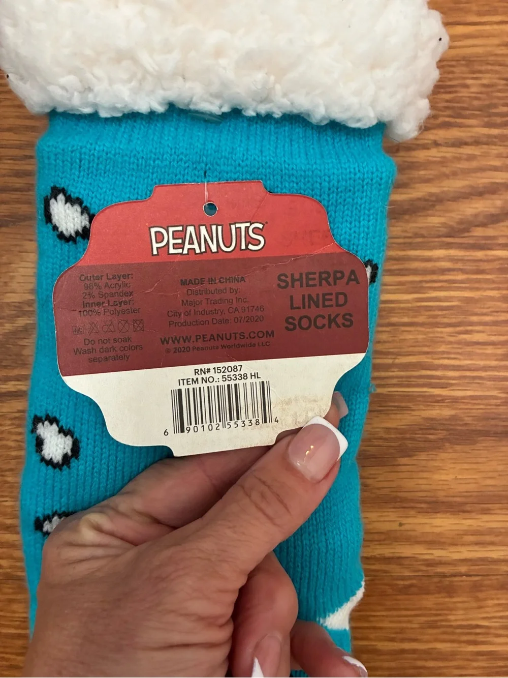 Peanuts Kids Sherpa-Lined Socks in Turquoise, White and Red